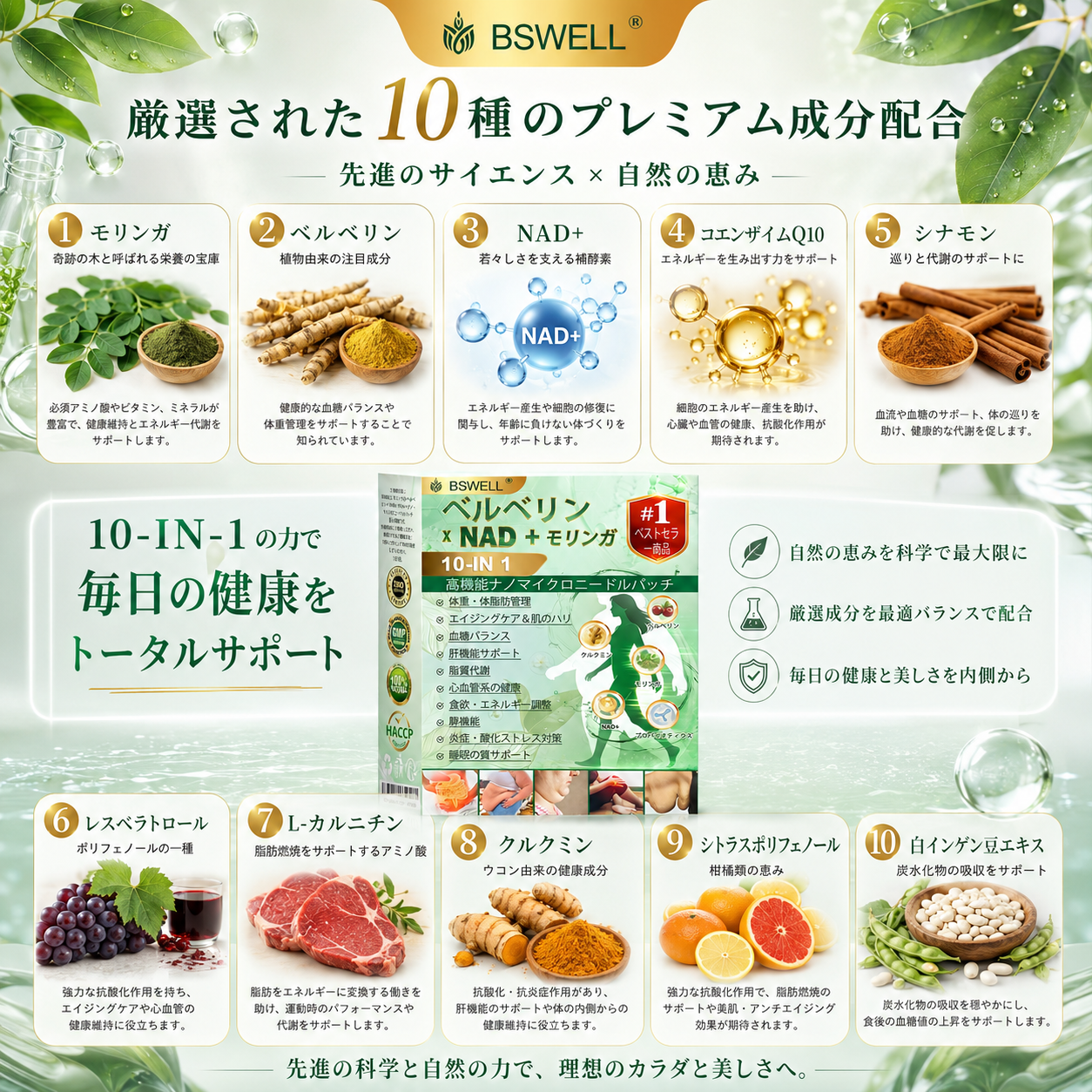 🍏🍏🍏公式旗艦店 - BSWELL®＆NAD+ 10-in-1 ナノ強化フォーミュラ — 肥満、肌のたるみ、糖尿病、睡眠時無呼吸症候群、関節の悩み、その他健康上の懸念にアプローチ🌟