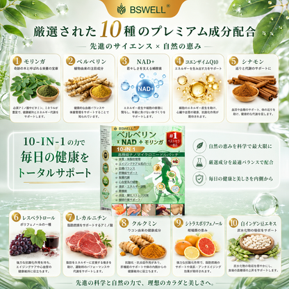 🍏🍏🍏公式旗艦店 - BSWELL®＆NAD+ 10-in-1 ナノ強化フォーミュラ — 肥満、肌のたるみ、糖尿病、睡眠時無呼吸症候群、関節の悩み、その他健康上の懸念にアプローチ🌟