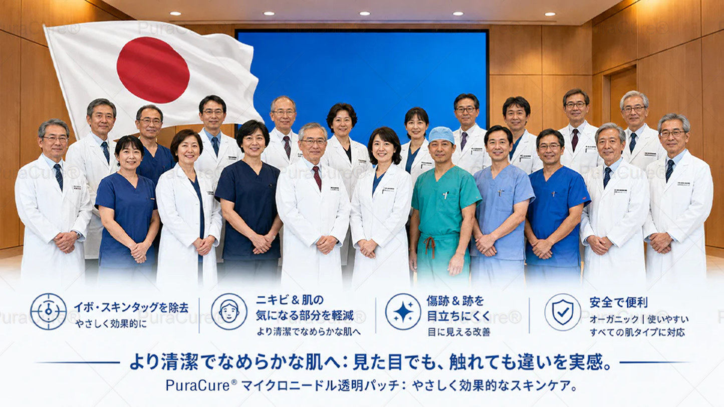 💙PuraCure® 2-in-1 マイクロニードル＆ハイドロコロイドパッチ🧑‍⚕️| 盛り上がったホクロ・ニキビ・扁平イボ・スキンタッグのケアに | シワ・ニキビ跡・肌の色ムラをケア | 目立たない透明パッチ（顔・体用）